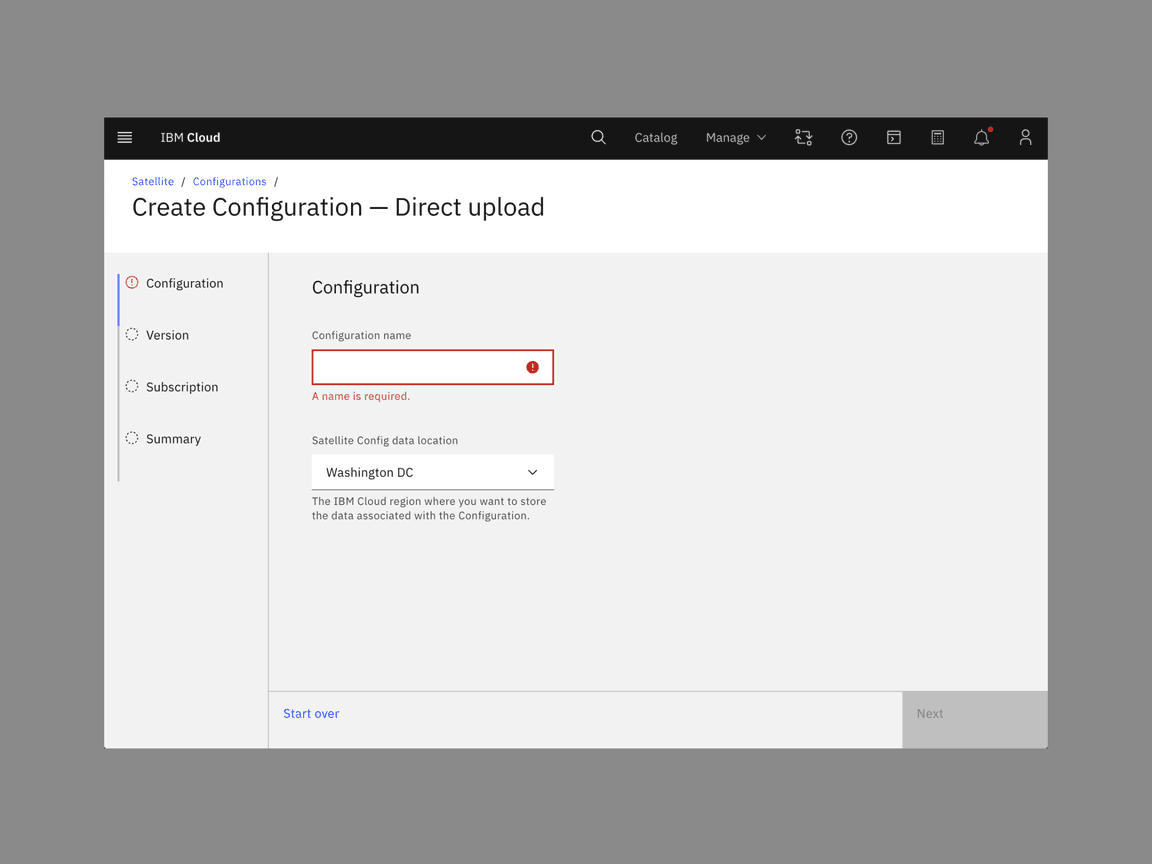 Example of progress indicator used with validation